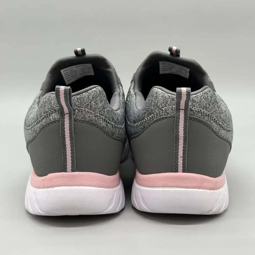 Athletic Works Women’s Comfort Fit Memory Foam Slip On Sneakers Gray Pink Sz 12W
